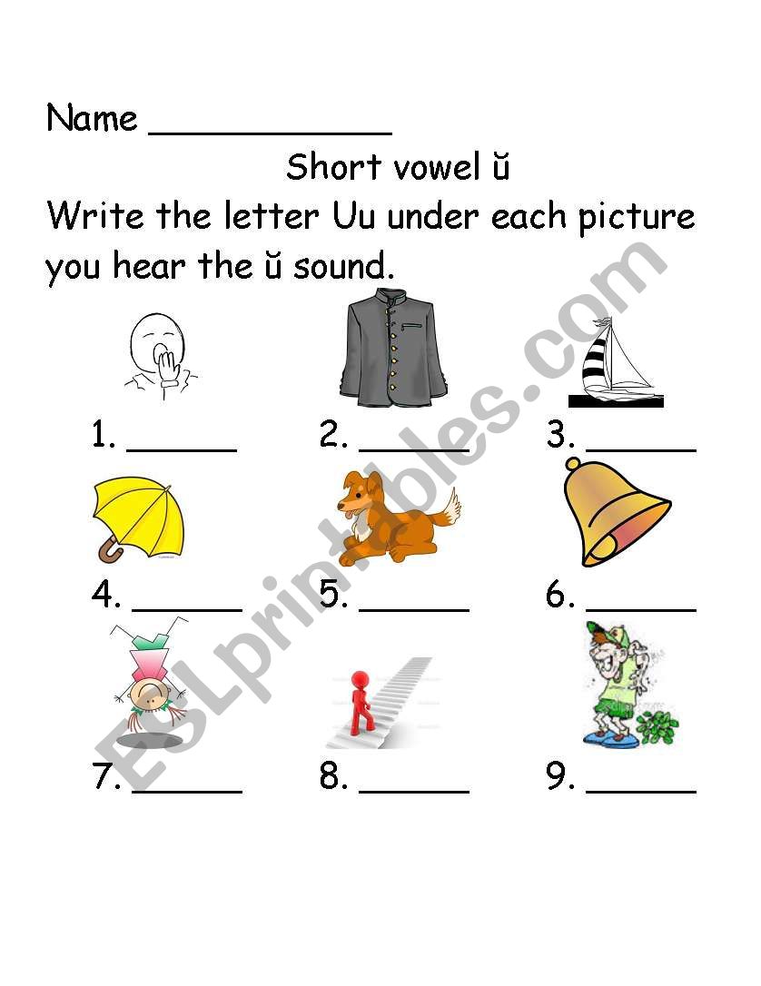 Short Uu sounds  worksheet