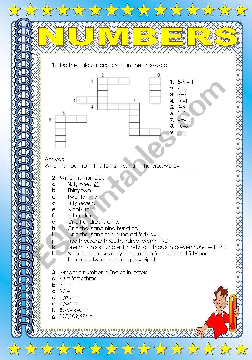 NUMBERSS worksheet