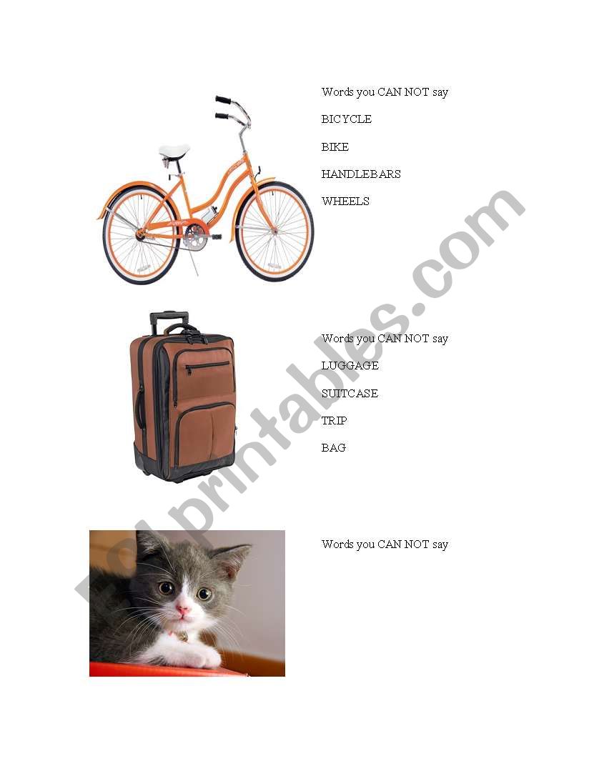 Words you can not say worksheet