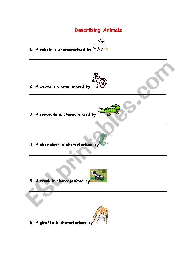 Describing Animals worksheet