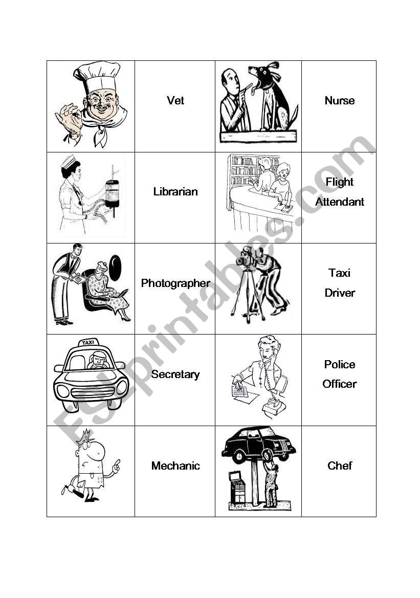 Job Dominoes worksheet