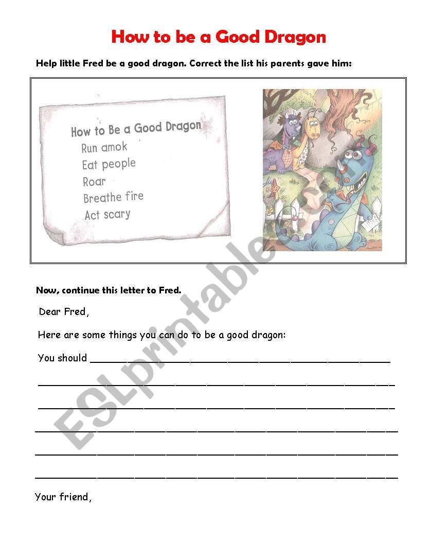 How to be a Good Dragon worksheet