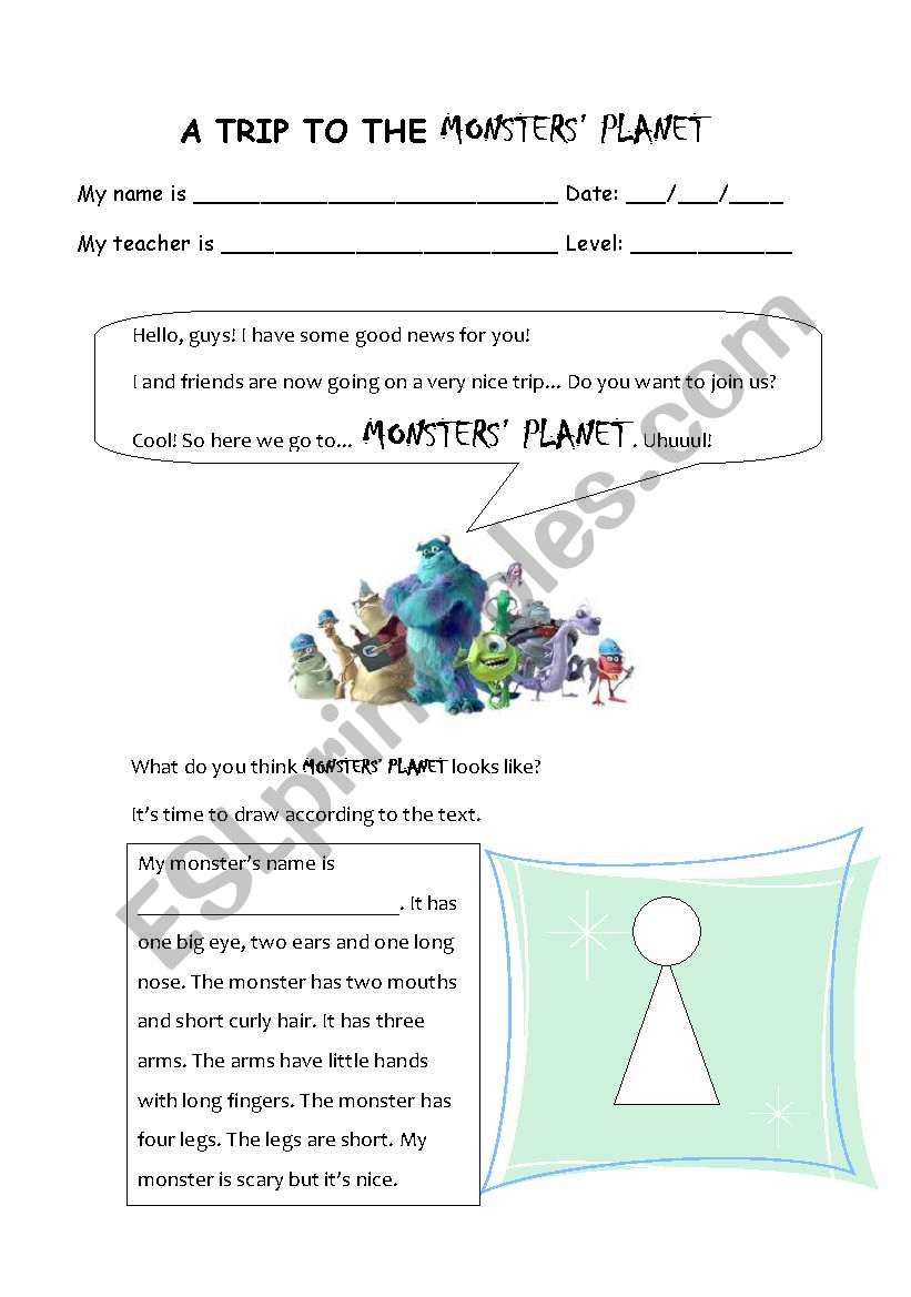 A trip to The Monsters Planet worksheet