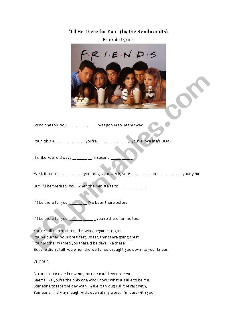 FRIENDS Lyrics worksheet