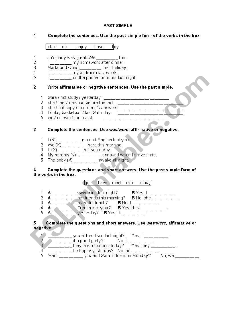 simple past worksheet