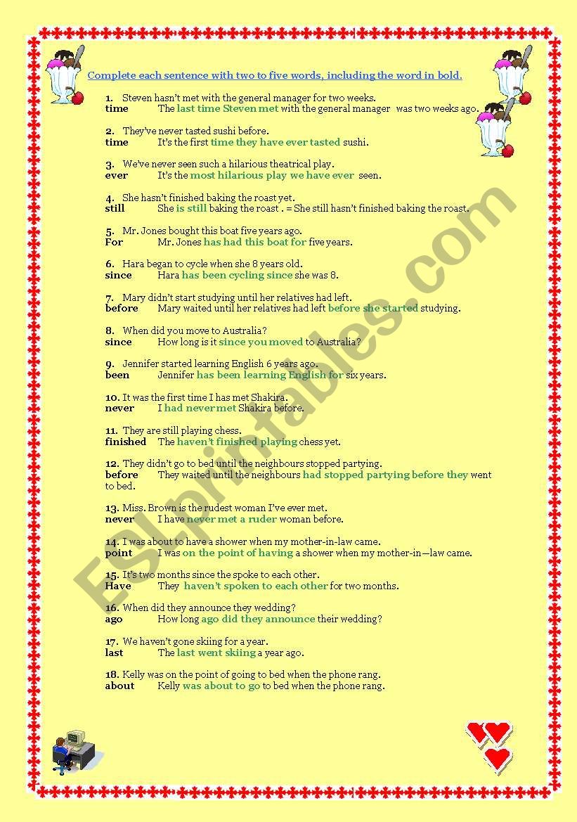 transformations worksheet