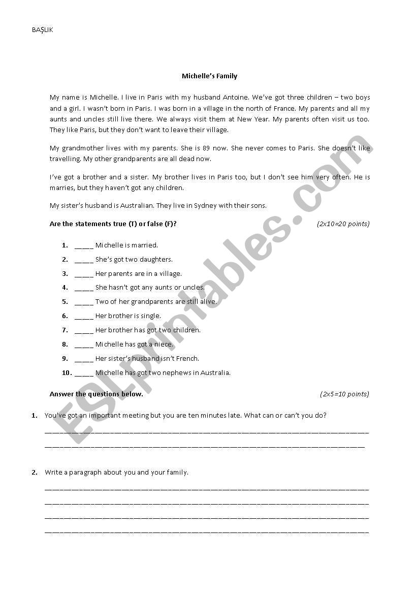 reading comprehension - personal intro