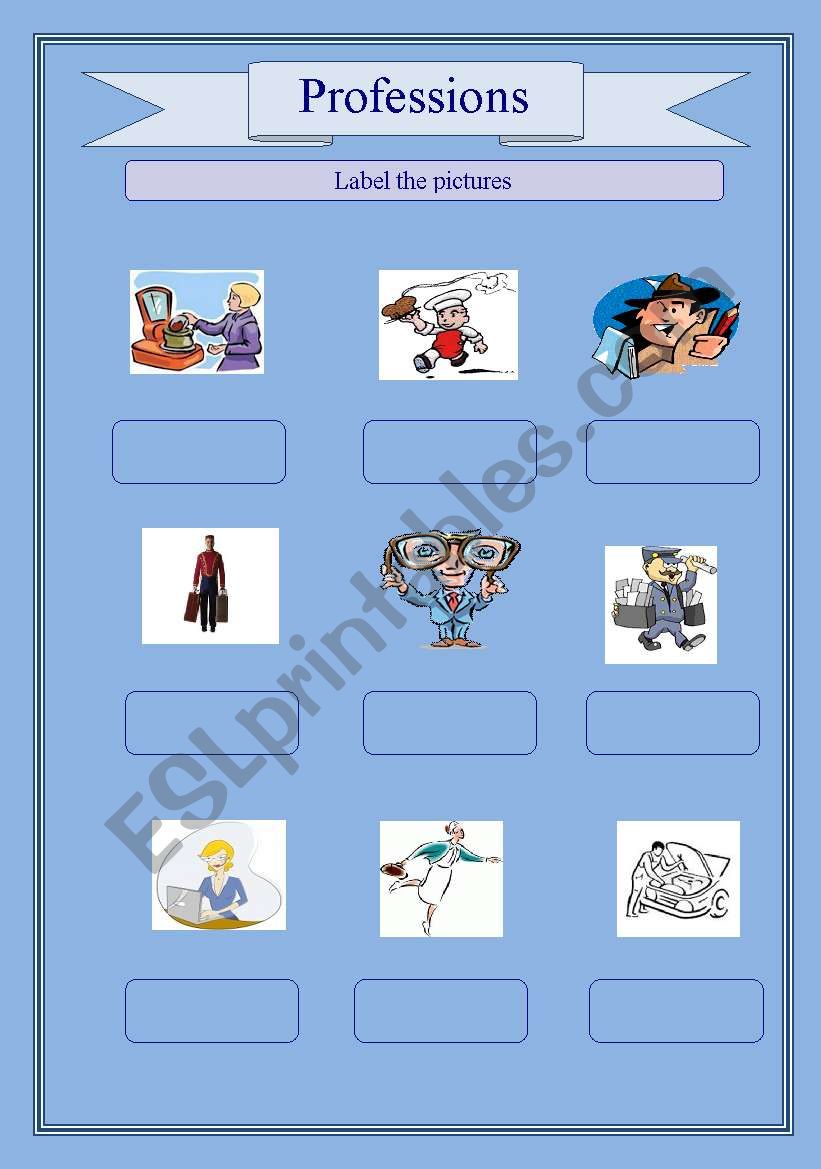 Professions worksheet