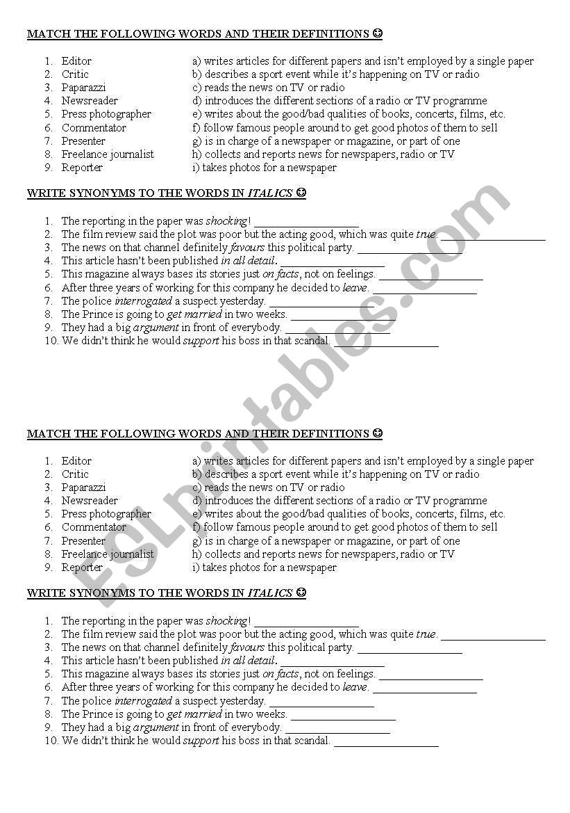 Media worksheet