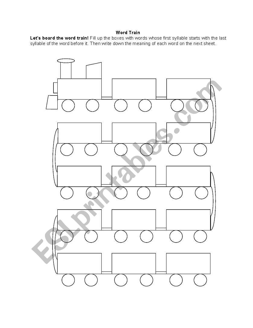 Word Train worksheet