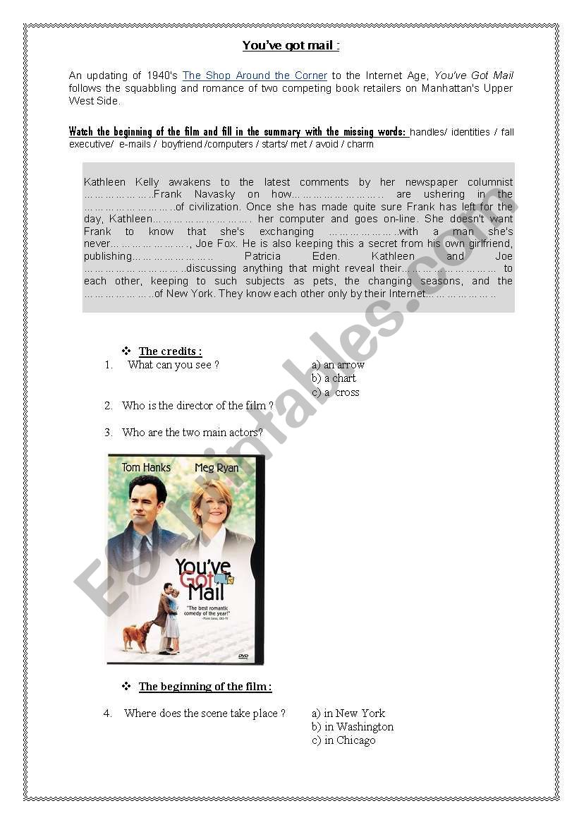 youÂ´ve got mail worksheet
