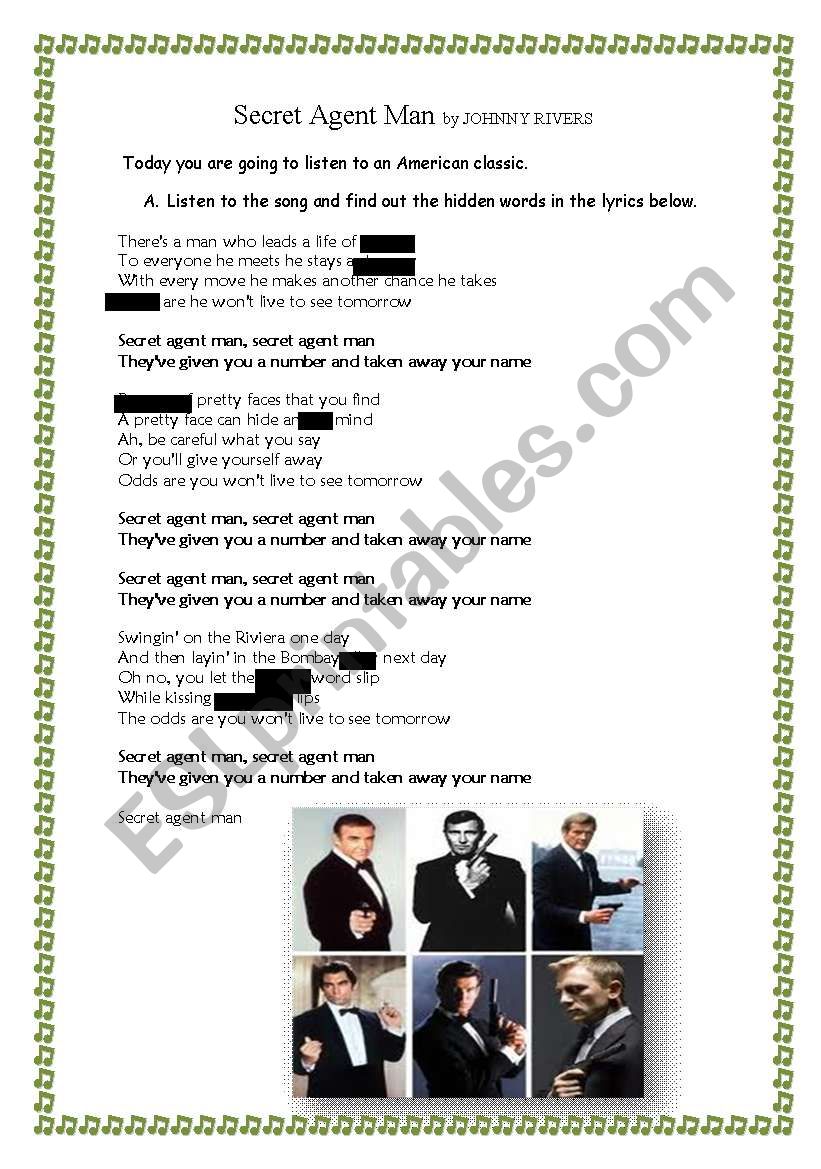 secret agent man worksheet