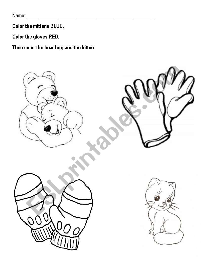 Mittens and Gloves worksheet