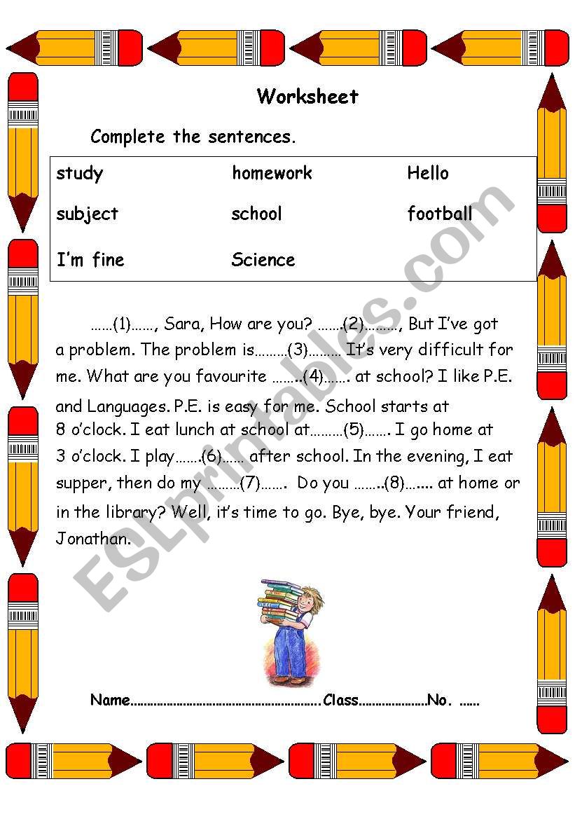 reading worksheet