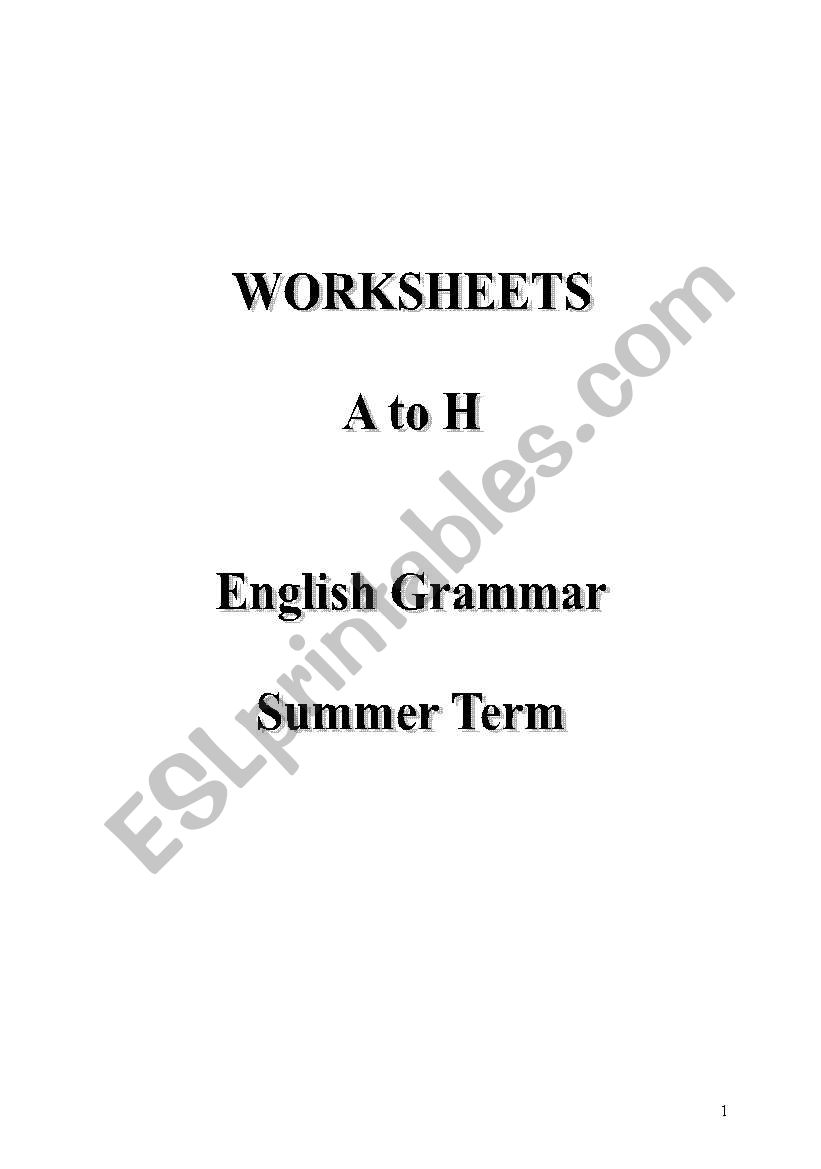 English Grammar worksheet