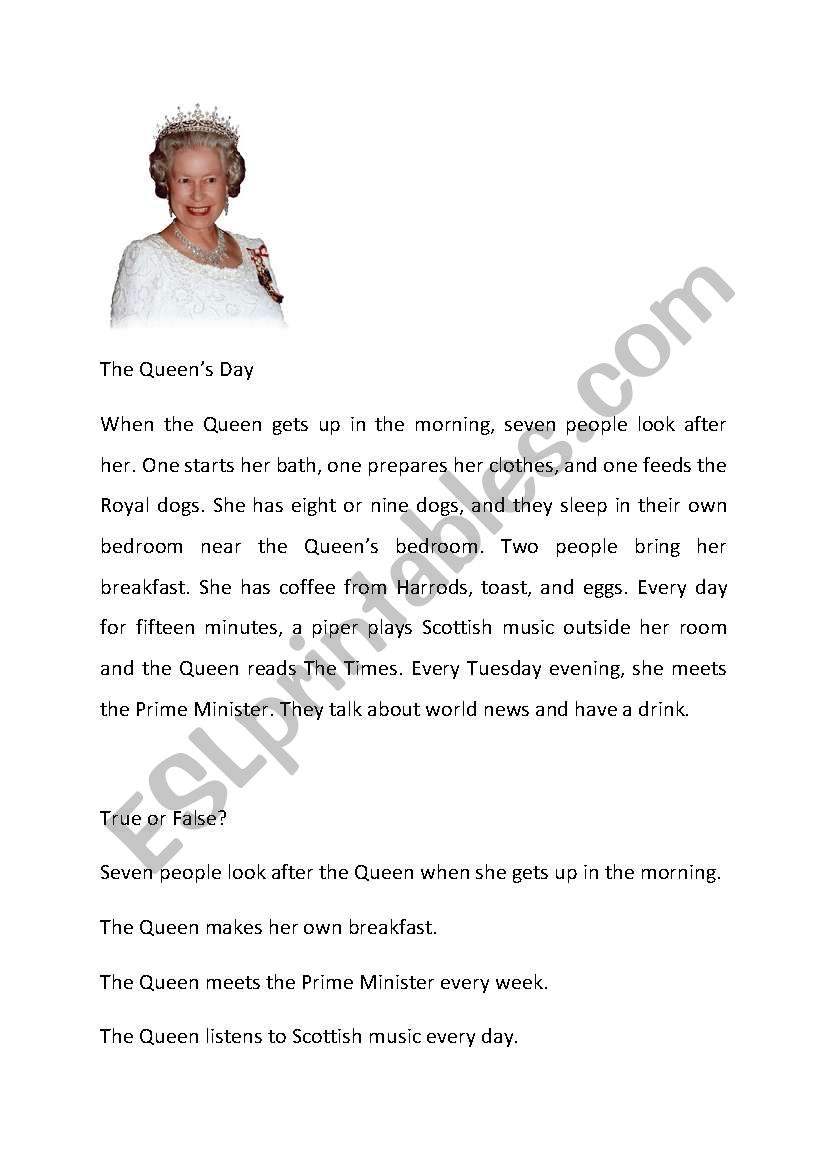 The Queens Day worksheet