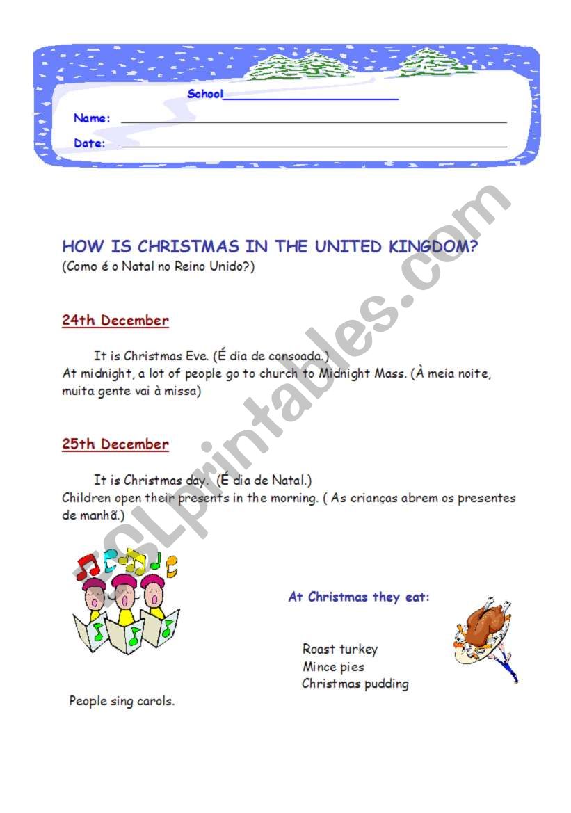 CHRISTMAS informationsheet worksheet