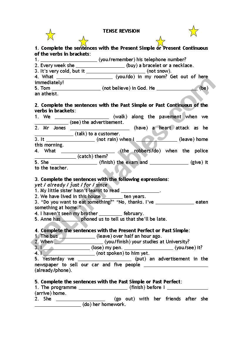 Tense Revision worksheet