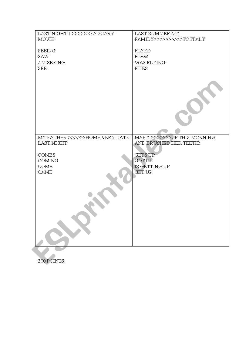 Irregular quiz worksheet