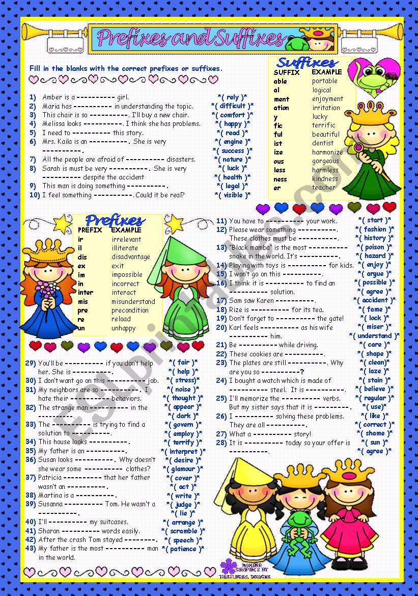 WORD FORMATION - 3***PREFIXES&SUFFIXES*** (B&W+KEY included)