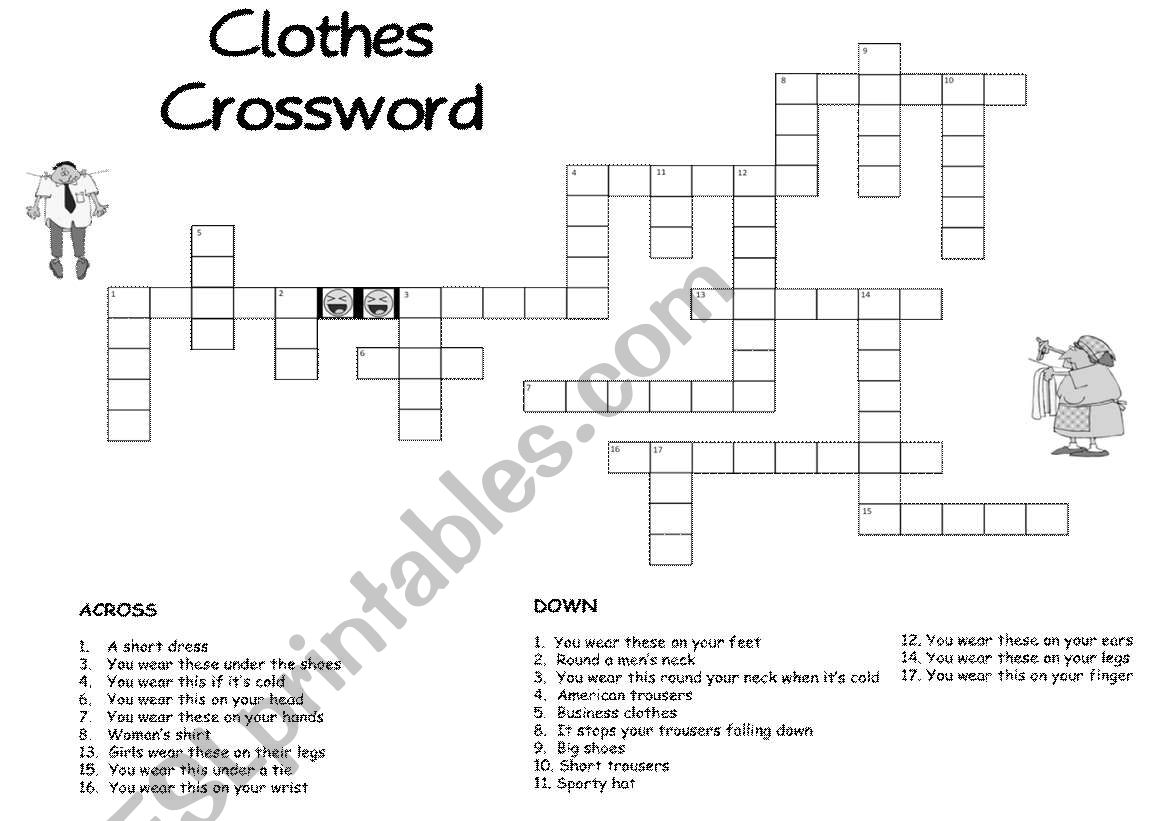 Clothes Crosswords worksheet