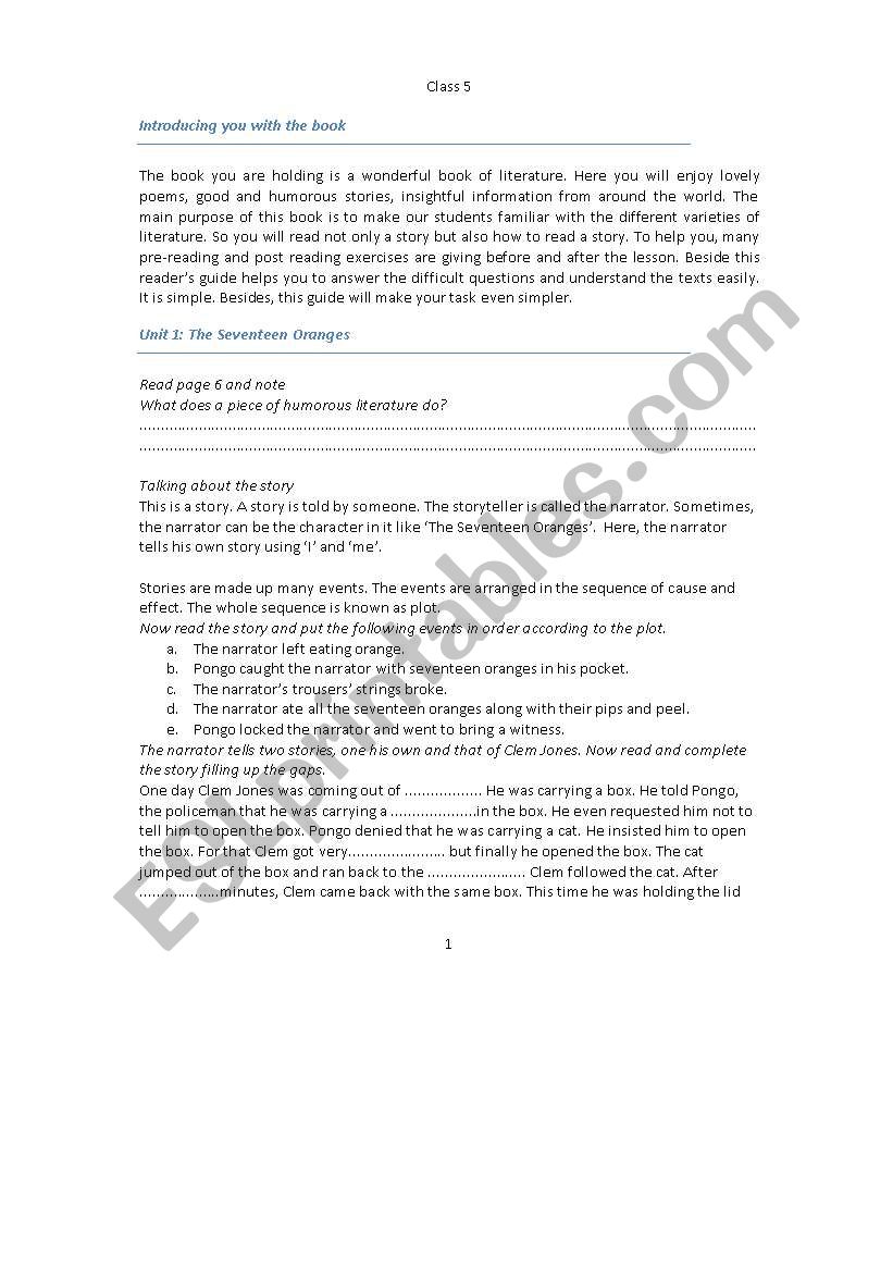 worksheet on stories worksheet