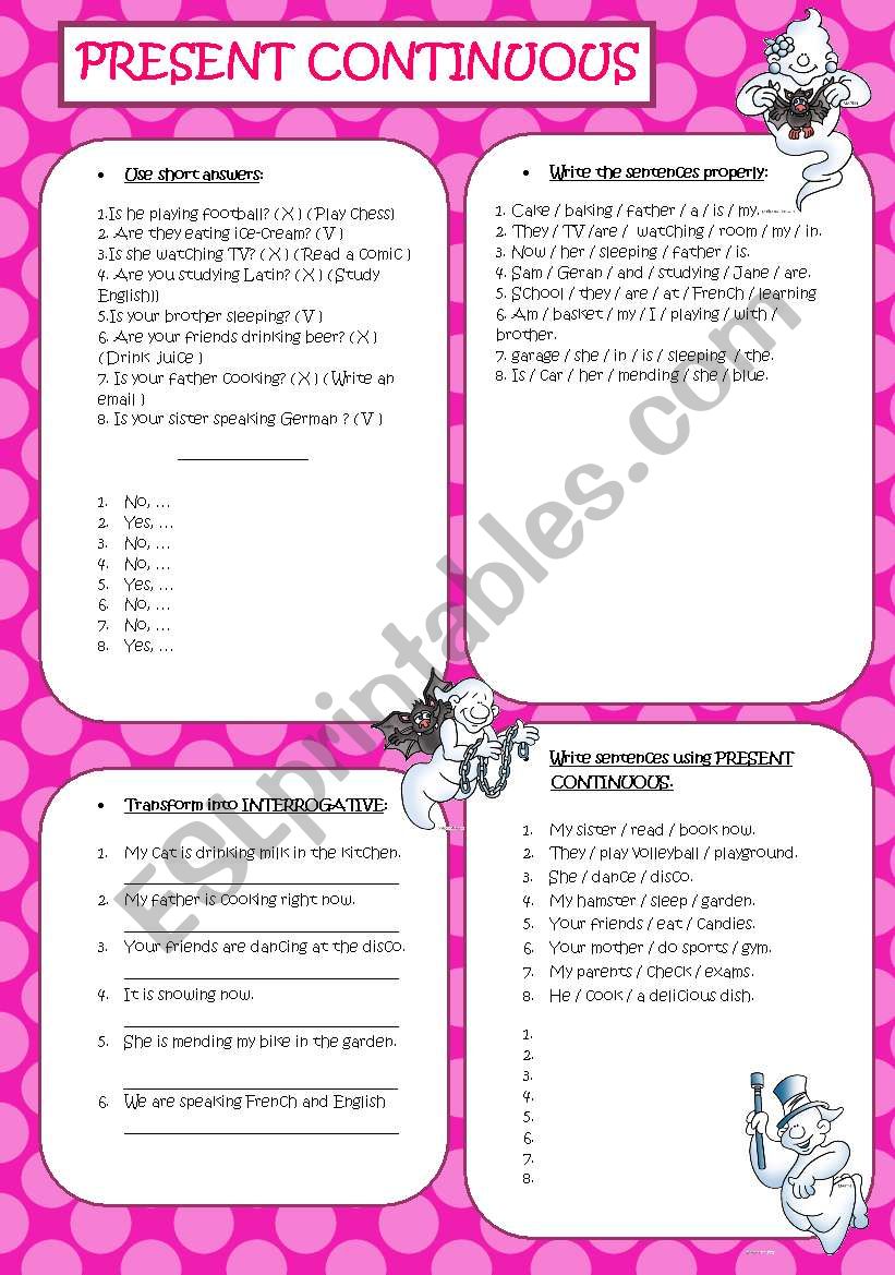 Present Continuous worksheet