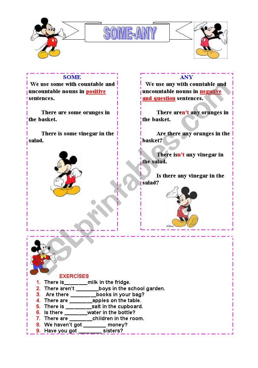 Some/Any worksheet Some/Any worksheet