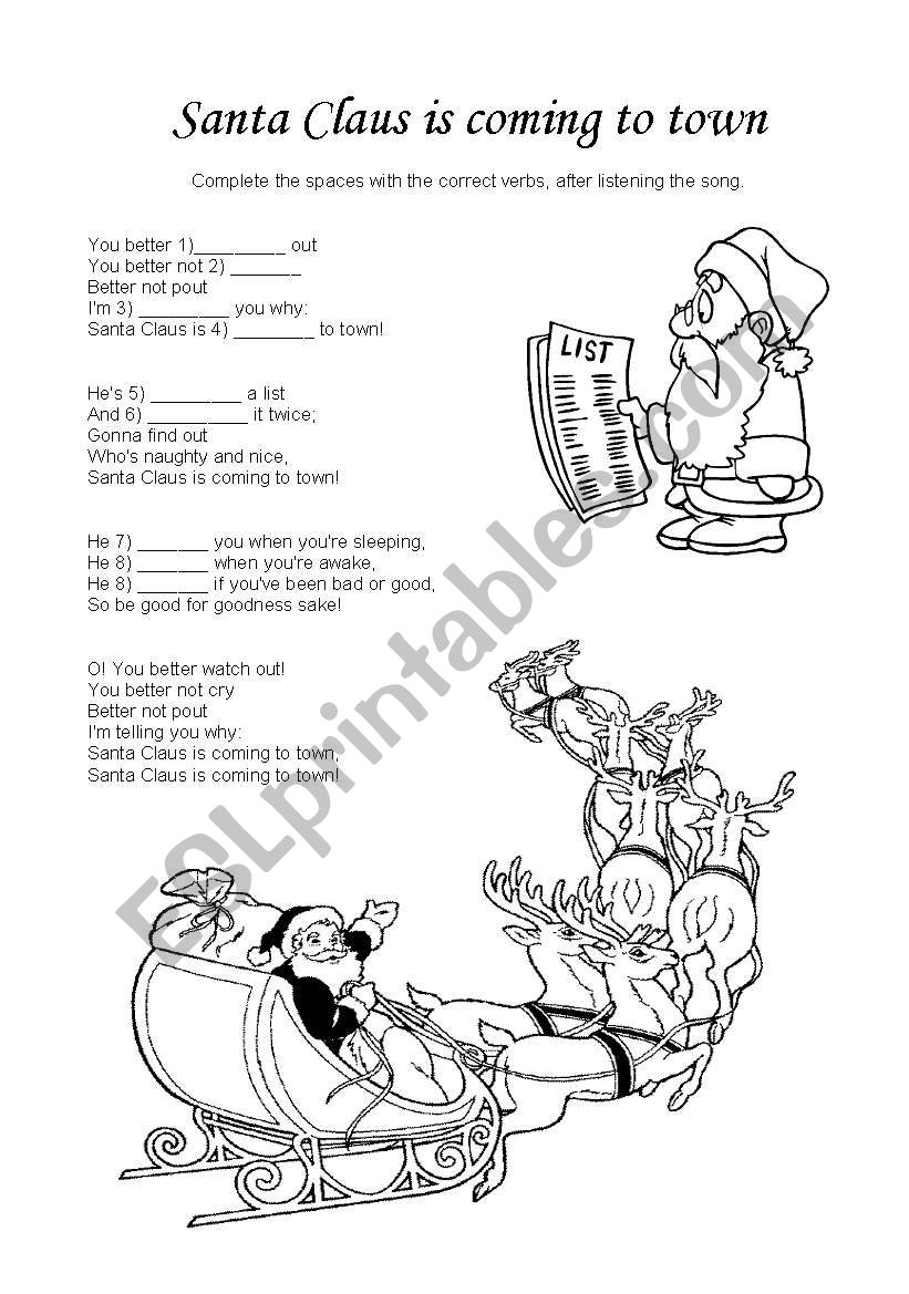 Santa Claus is coming to town worksheet