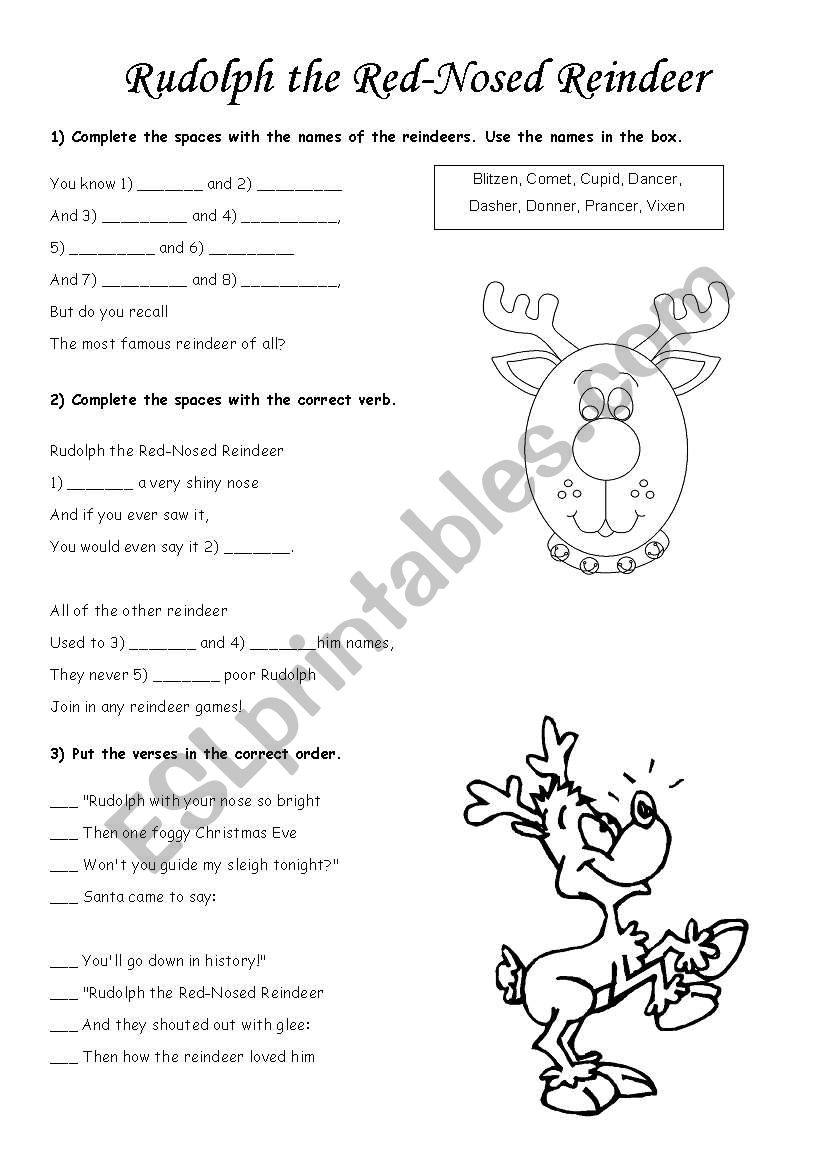 Rudolph - ESL worksheet by Dipper