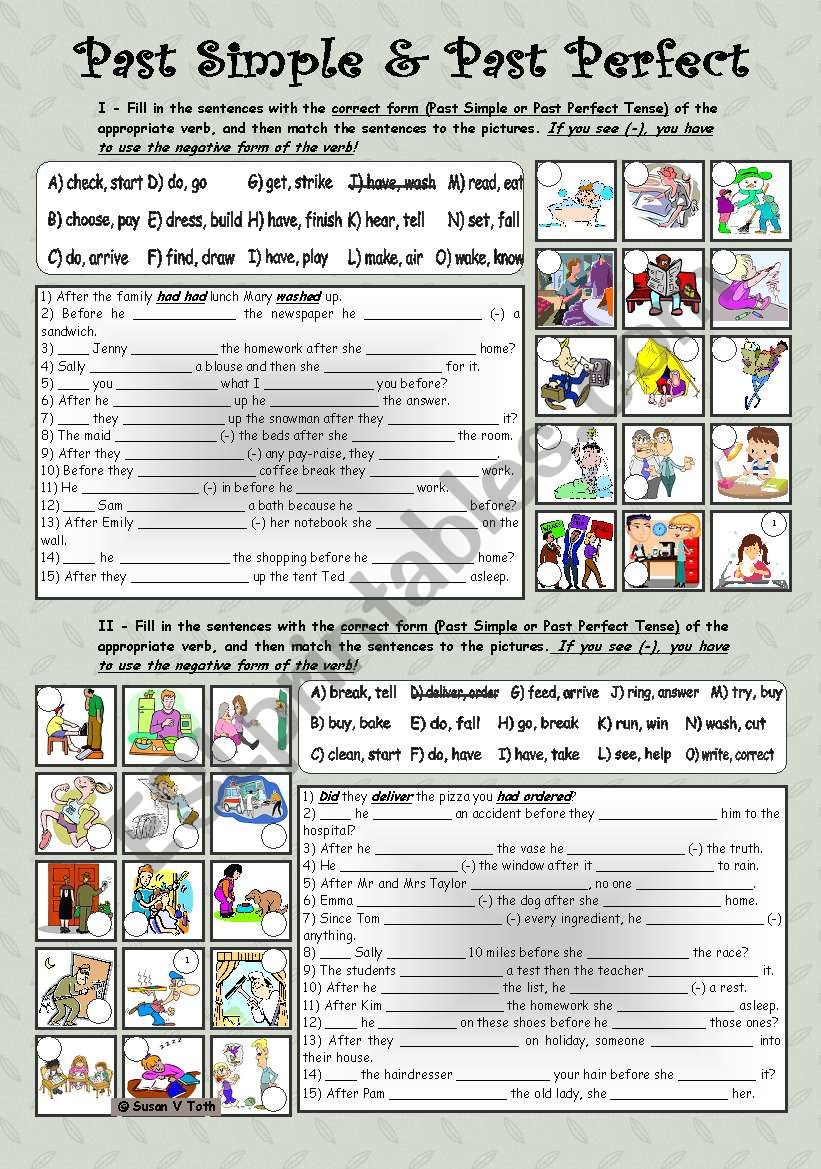 Simple past and past perfect tense * fully editable * with key