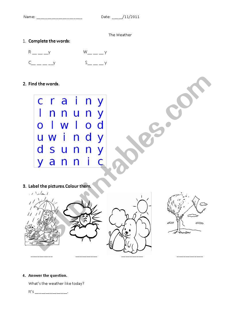 weather worksheet