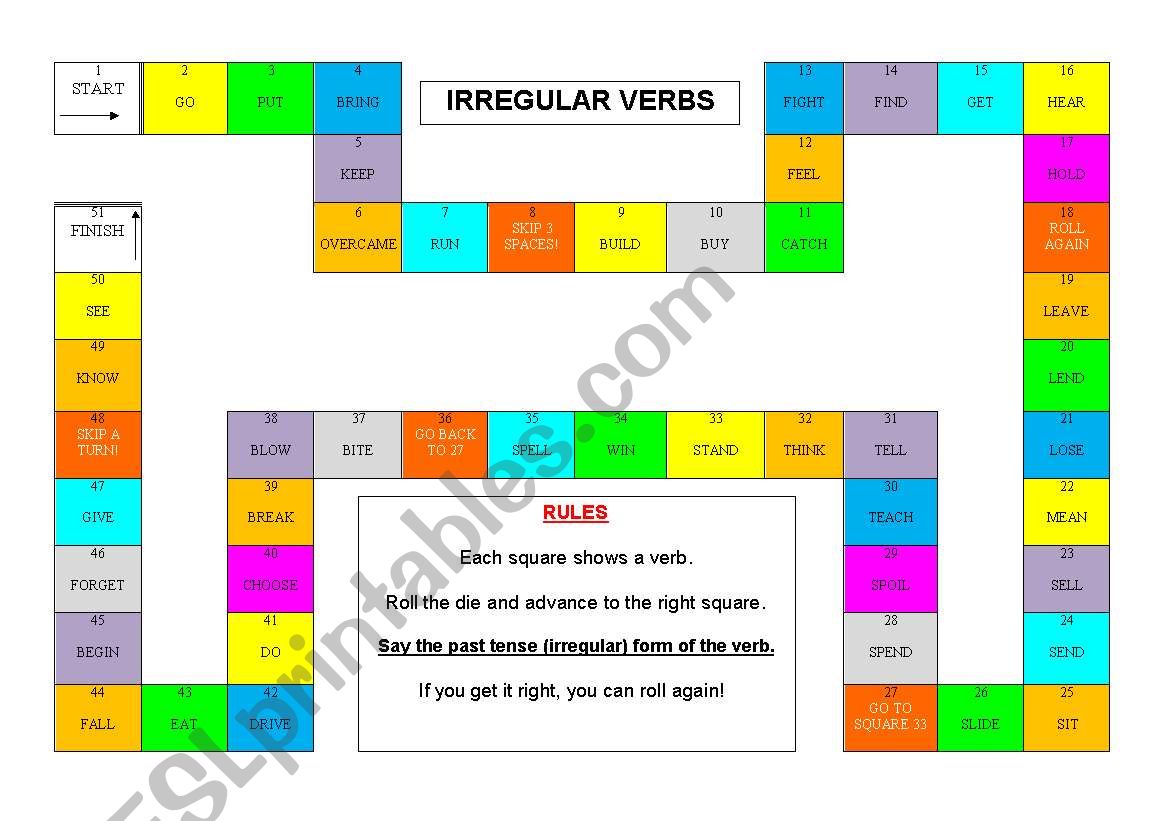 Irregular Verbs Game worksheet