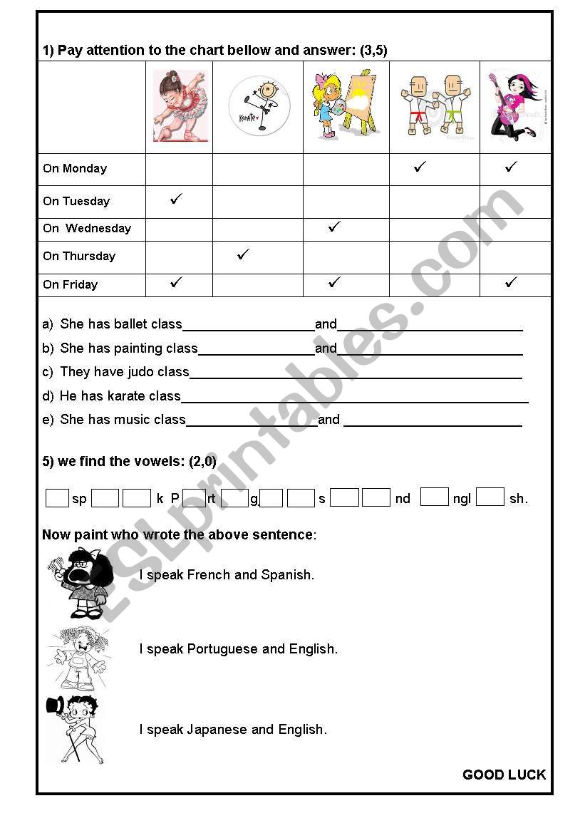 Great Activities worksheet