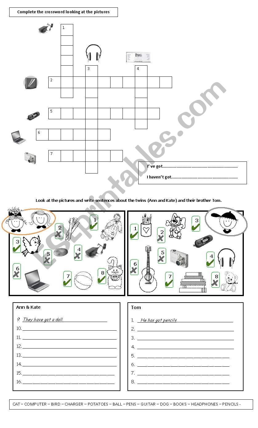 PERSONAL POSSESSIONS worksheet