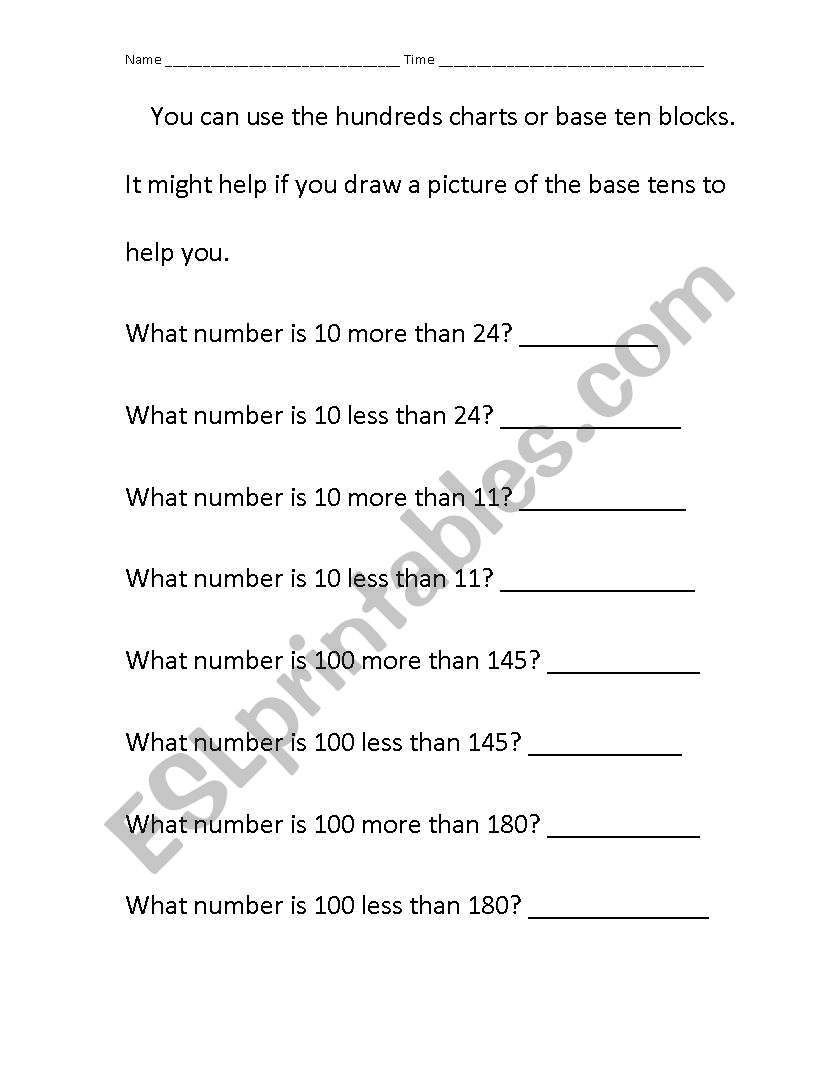 More and Less  worksheet
