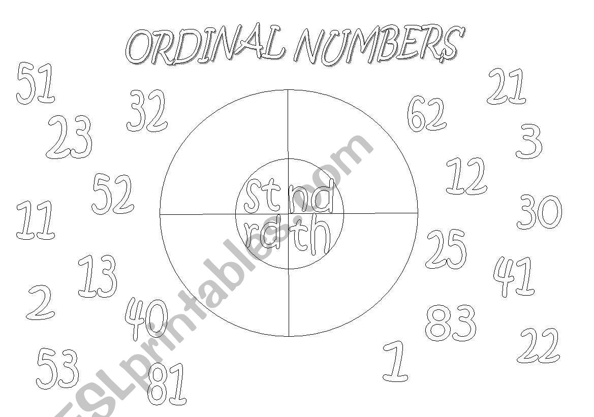 ordinal numbers worksheet