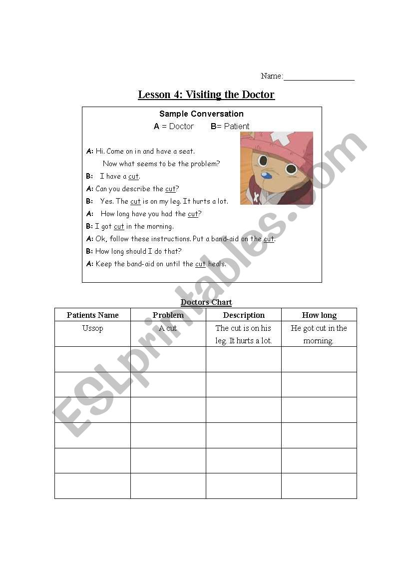 Doctor and Patient Worksheet worksheet