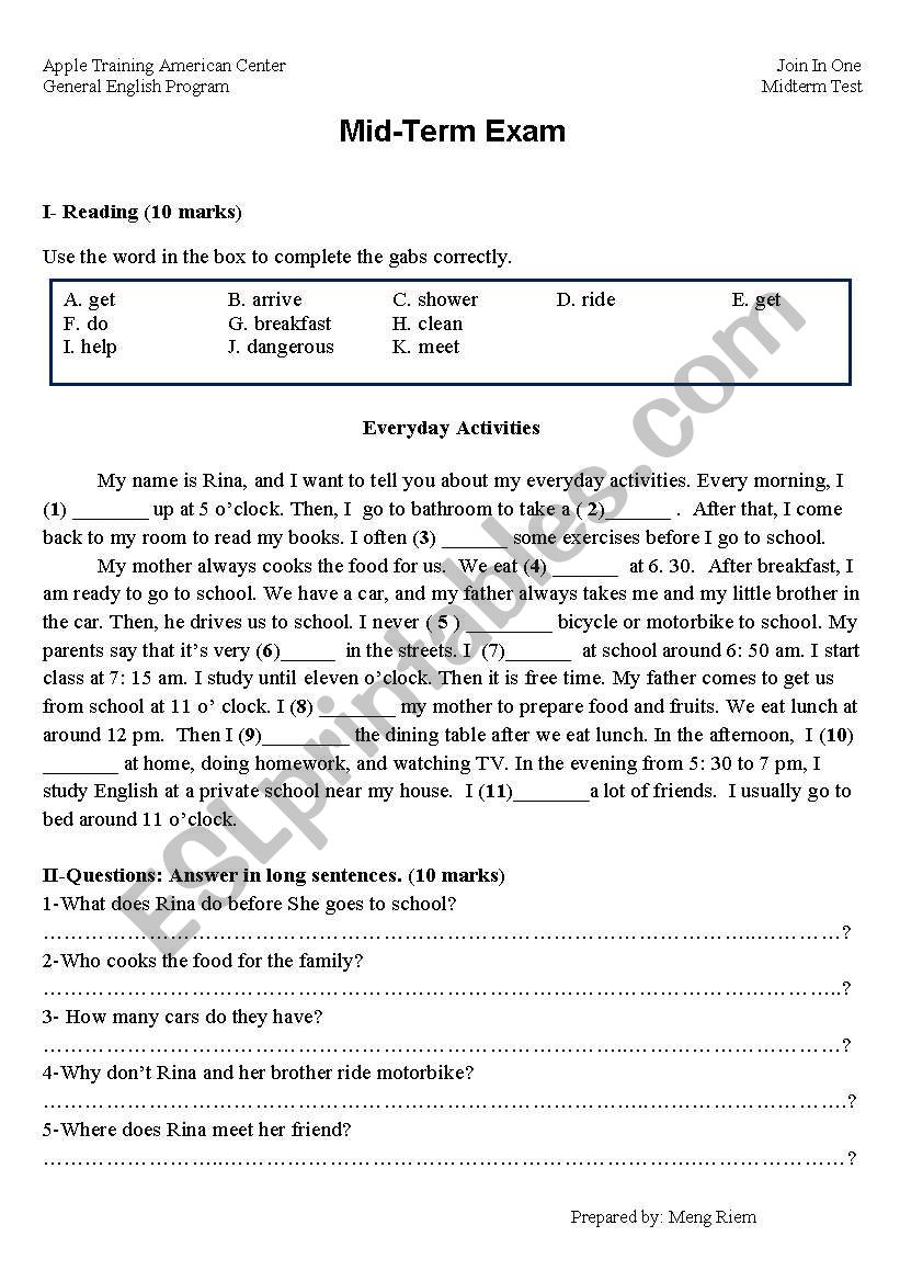Test worksheet