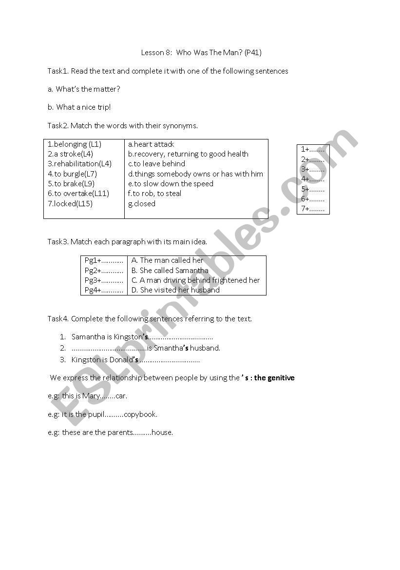 who was theman? worksheet