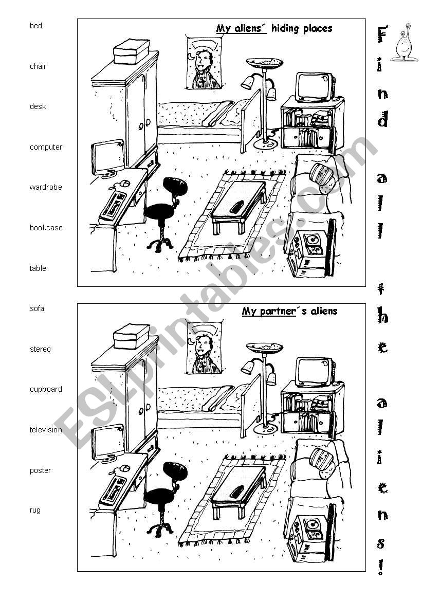 Aliens search worksheet