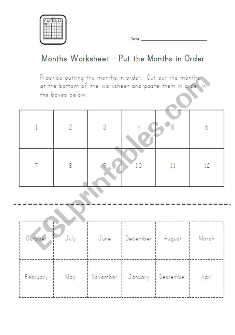months worksheet