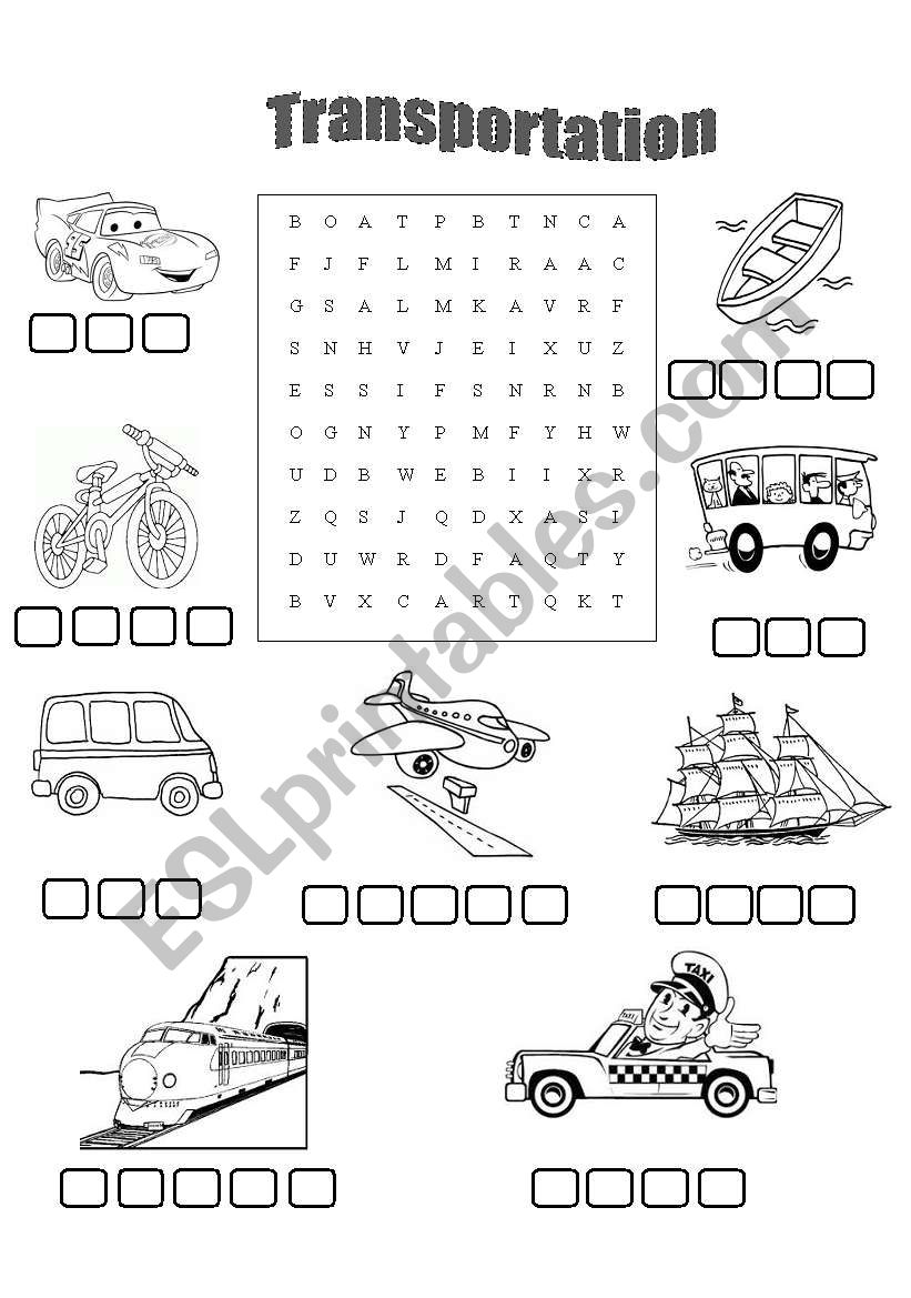 Transport for kids!! Wordsearch !!