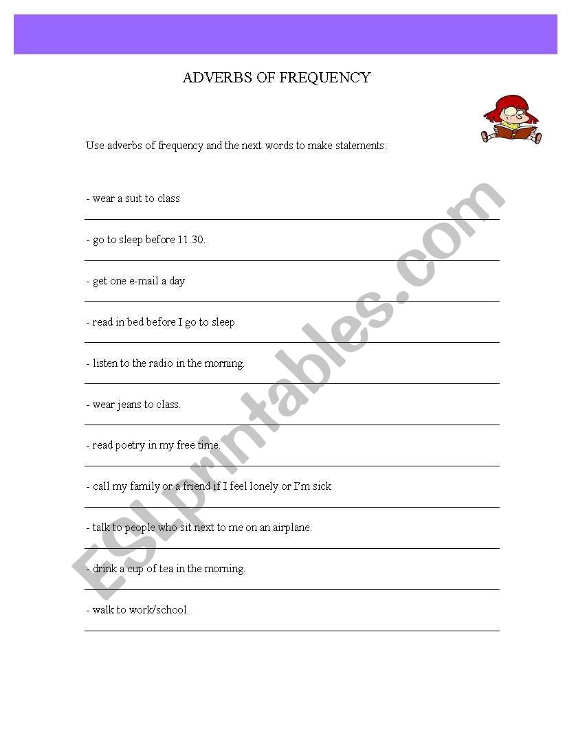 adverbs of frequency worksheet