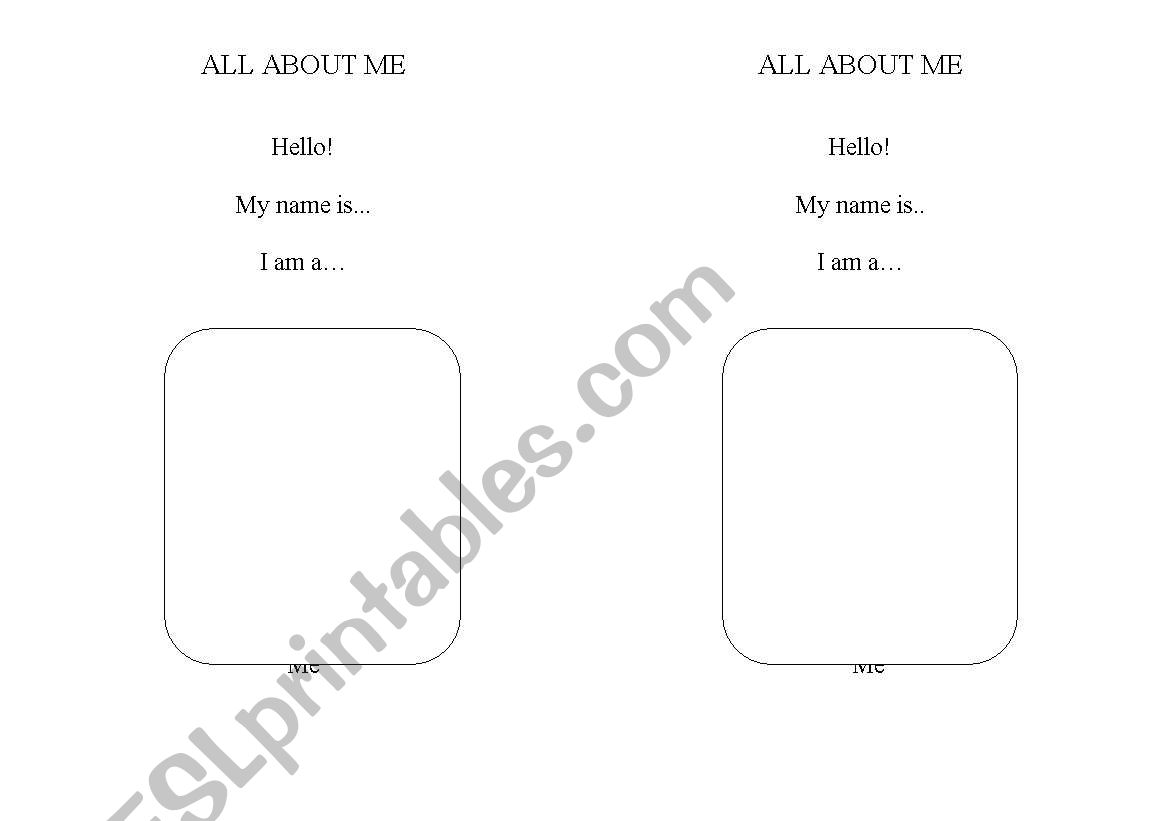 All About Me worksheet