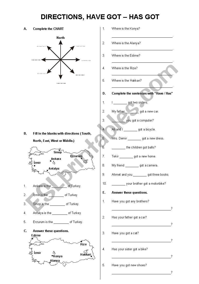 DIRECTIONS worksheet