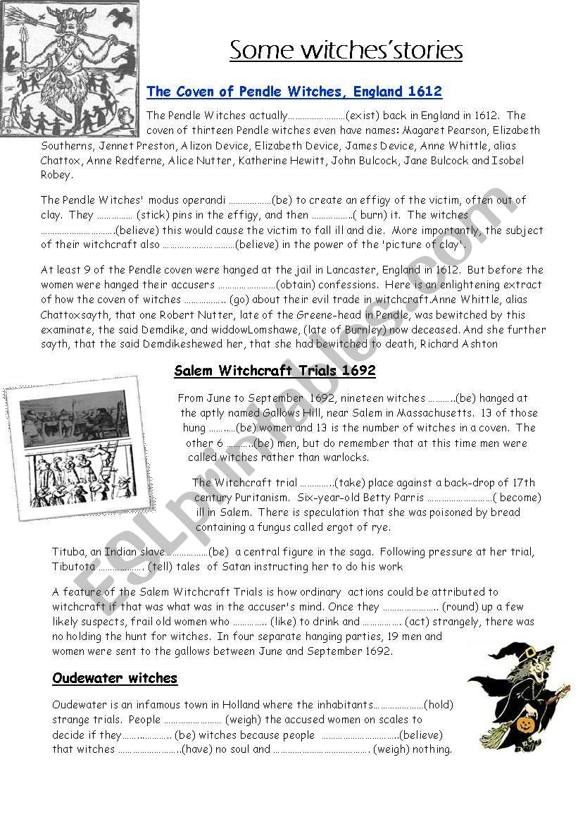 Witchesstories worksheet