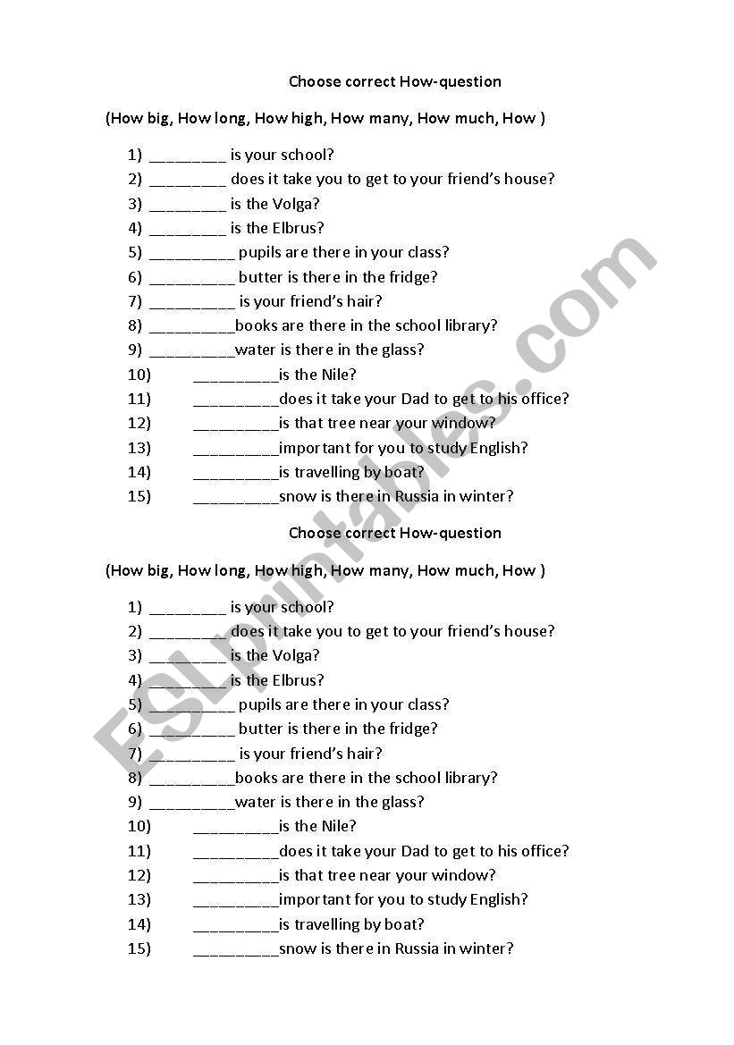 How-questions worksheet