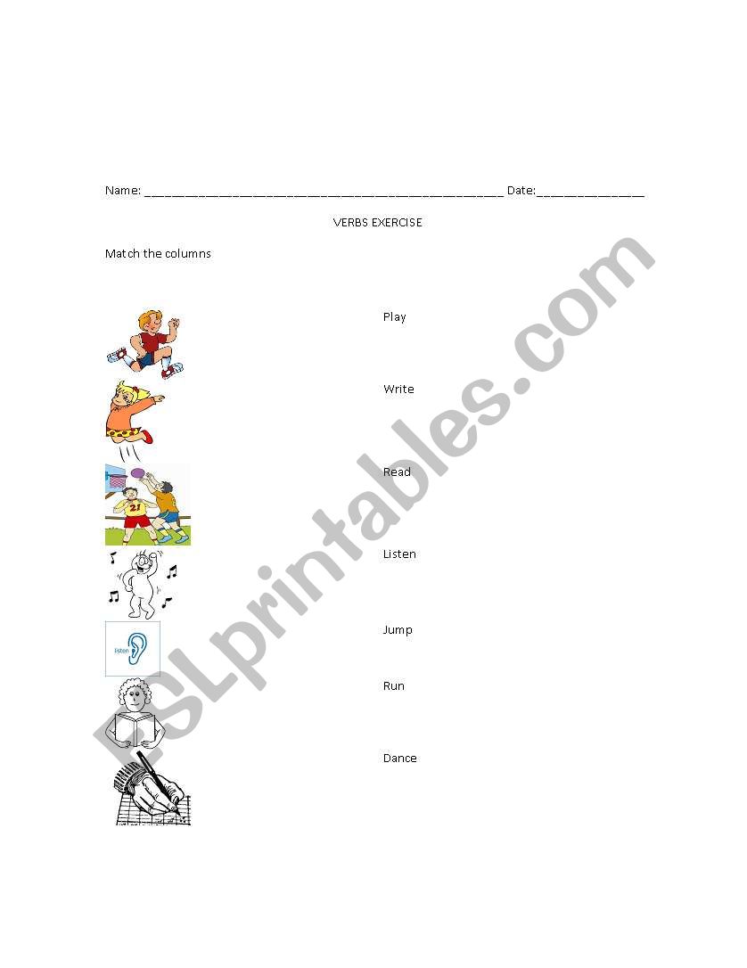 verbs for little kids worksheet