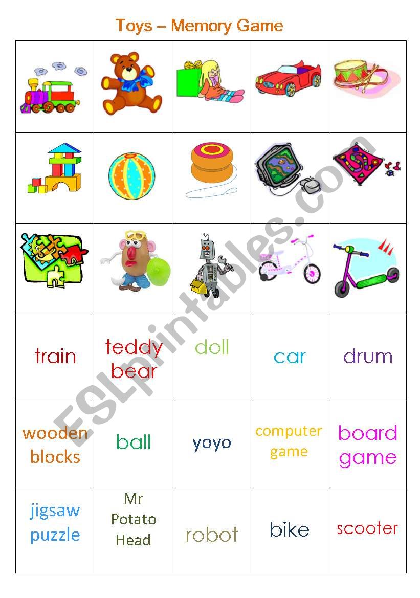 Toys Memory Game worksheet